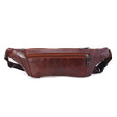 Men Leather Waist Bag Multi-Pockets Storage Bag Leisure Shoulder Bag
