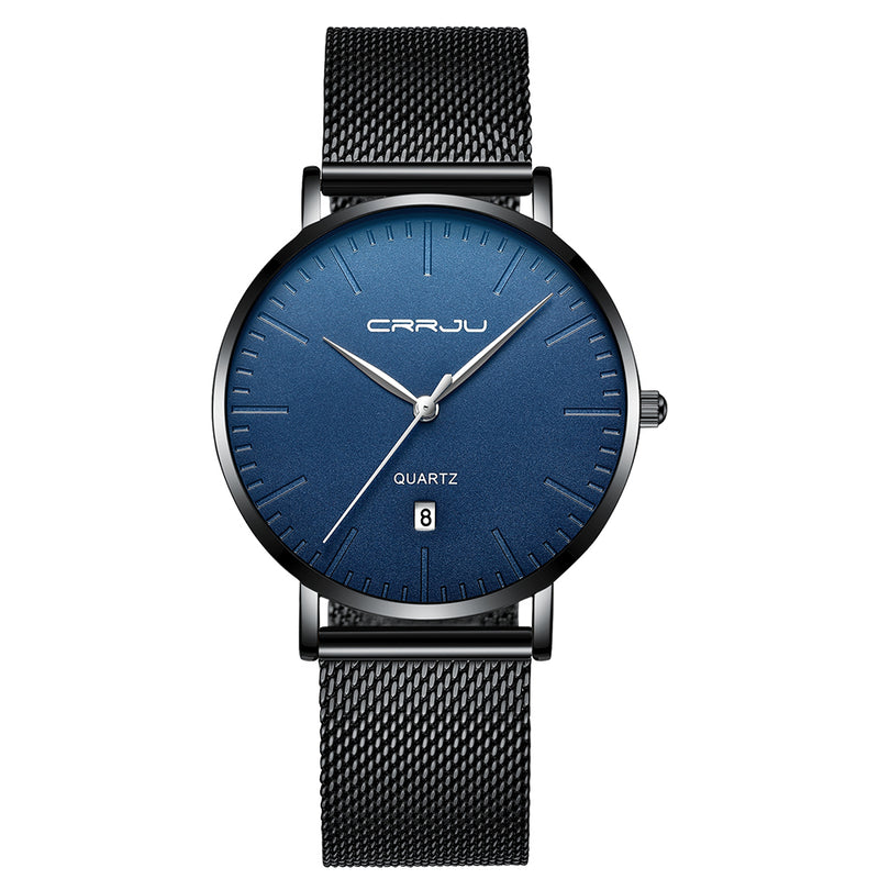 CRRJU 2269 Men Full Steel Simple Dial Date Display Quartz Watch