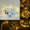 2M 20LEDs Wam White Leaf Garland Copper Fairy String Holiday Light for Christmas Party Decor DC3V
