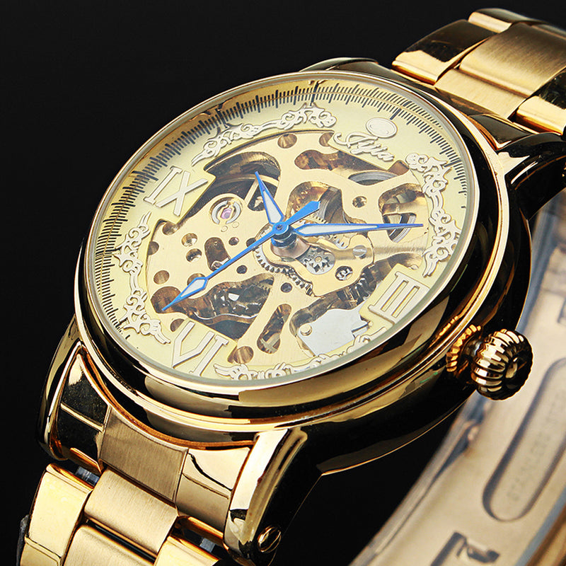 JIJIA Luxury Men Watch Hollow Roman Number Fashion Automatic Mechanical Watch