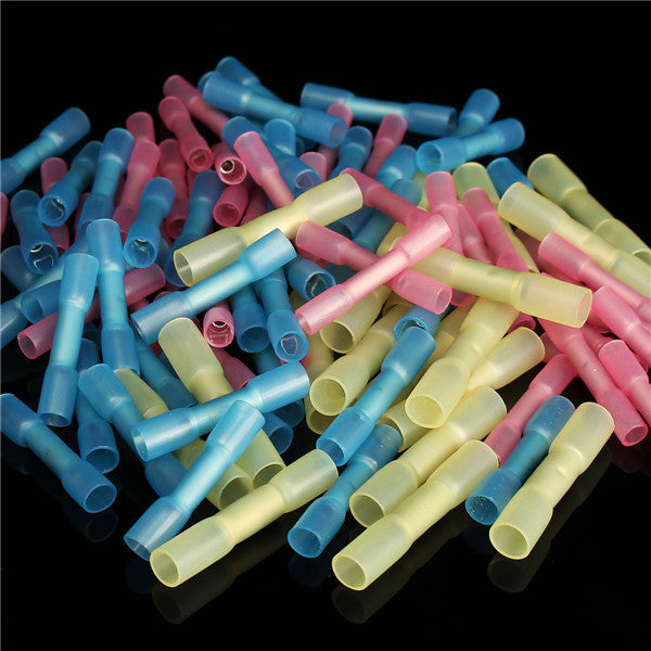Excellway HS01 100pcs Heat Shrink Wire Crimp Terminals BUTT Waterproof Connector