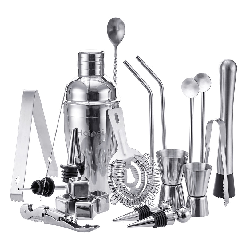 22PCS/Set Cocktail Shaker Boston Maker Bartender Martini Mixer Making Tool Bar Tools