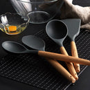 Kitchen Silicone Cooking Tools Non-stick Spoon Stainless Steel Kitchen Utensil