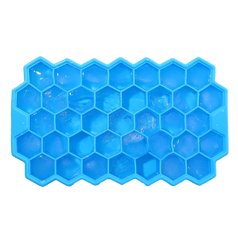 Godmorn 2 Packs of 74 Cubes Hexagon Silicone Ice Cube Mould Ice Mold with Lid for Baby Food And Bar