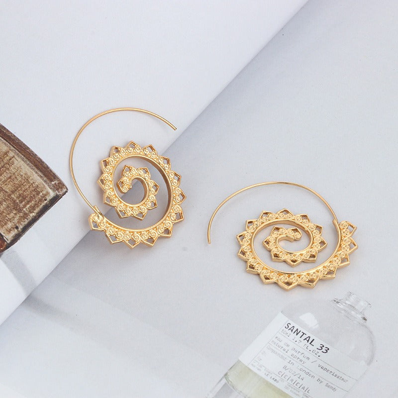 Retro Spiral Heart-Shaped Earrings Exaggerated Fashion Jewelry Earring For Women