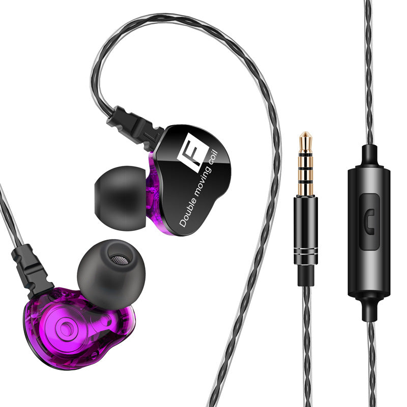 [Dual Dynamic Drivers] Fonge F4 Heavy Bass Earphone 3.5mm Wired Control Stereo Headphone with Mic
