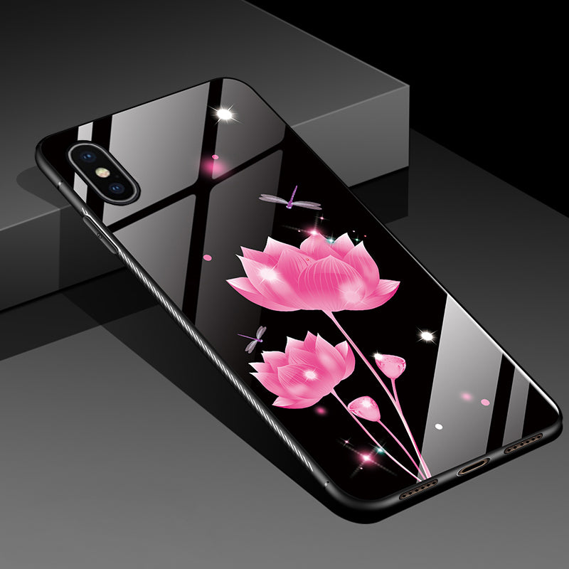 Bakeey Fashion Pattern Tempered Glass Protective Case For iPhone XS