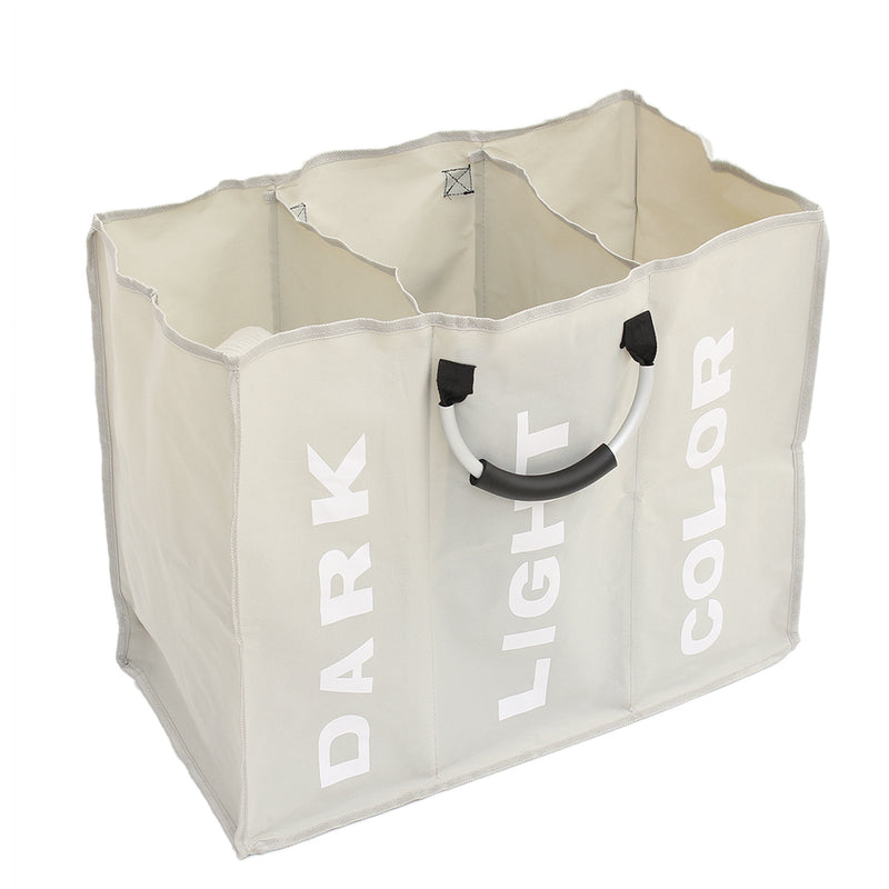 Clothes Storage Baskets Bag Laundry Hampers 94L 3 Grids Wash Dirty Removable Home