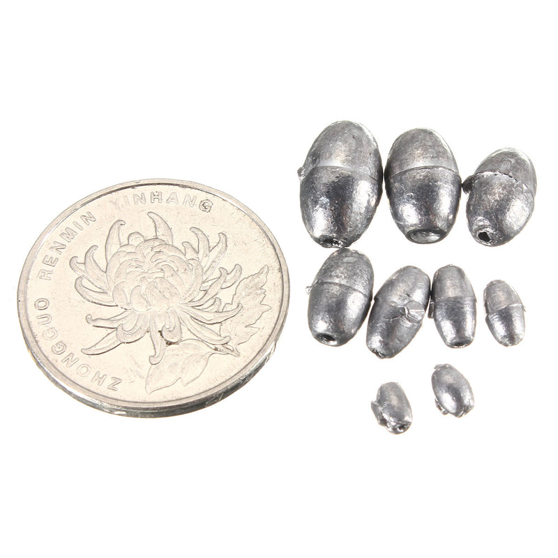 50pcs Metal Olive Shape Leads Sinkers Fishing Sinker Pure Lead Making Sea Fishing Sinker Tackle