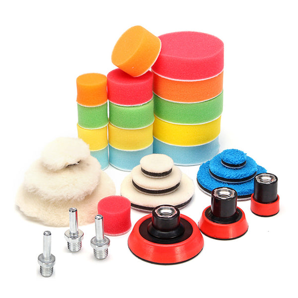 30pcs 1 2 3 Inch Buffer Compound Waxing Polishing Wheel Tool Sponge Pad