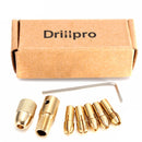 Drillpro 8pcs 0.5-3mm Small Electric Drill Bit Collet Micro Twist Drill Chuck Set with Allen wrench