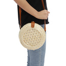 20 x 8cm Round Straw Bags Handmade Woven Beach Cross Body Bag Camping Travel Handbag Shoulder Bag