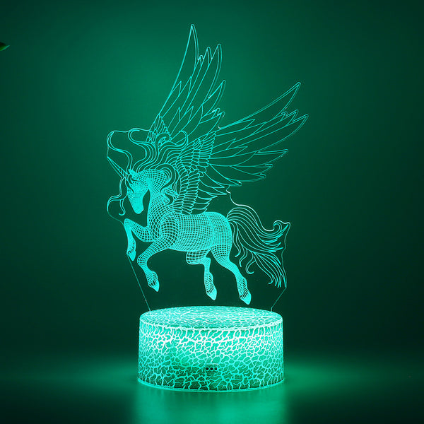 7 Changing Color 3D Horse Lamp Kid Room Night Light LED light Remote Control