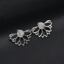Trendy Rhinestone Earring Hollow Lotus Double Side Ear Stud for Women