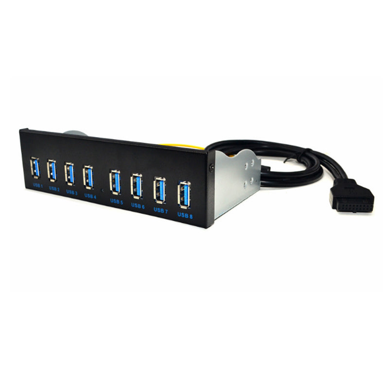 ITHOO PAN8USB-G01 19PIN to 8 USB 3.0 PCI-E Expansion Card Optical Drive Panel  Adapter for 5.25 inch Optical Drive Chassis