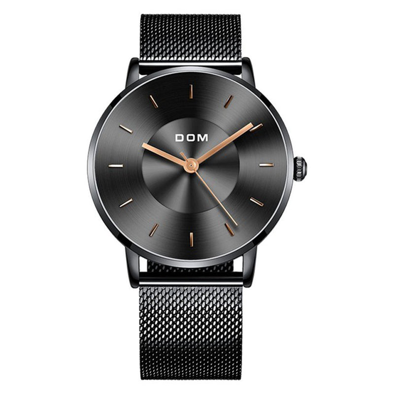 DOM M-1289BK Fashion Men Watch Light Luxury Slim Dial Waterproof Quartz Watch