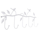 KSOL Iron Birds Leaves Hat/Towel/Coat Wall Decor Clothes Hangers Racks With 5 Hooks White Home Hooks