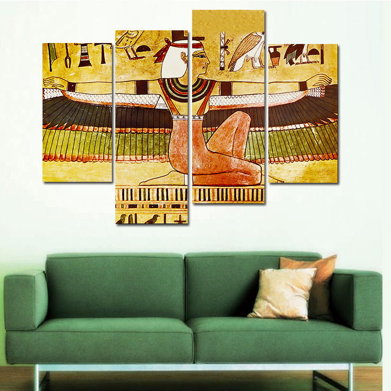 Miico Hand Painted Four Combination Decorative Paintings Ancient Egyptian Woman Wall Art For Home Decoration