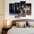 Miico Hand Painted Four Combination Decorative Paintings Two W-olves Wall Art For Home Decoration