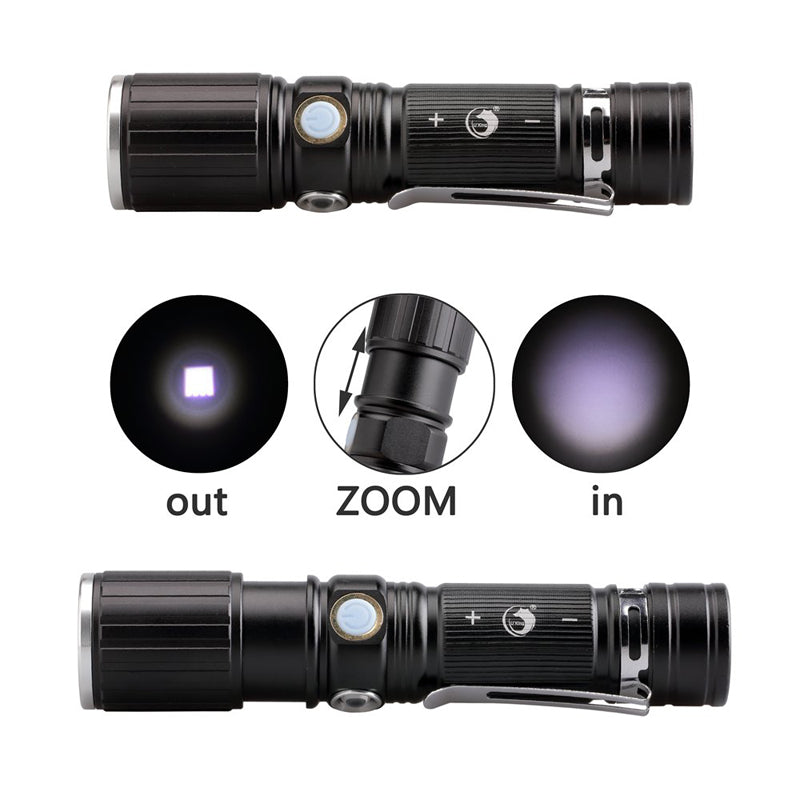 U King ZQ-X1068  T6 1000LM Zoomable Rechargeable LED Flashlight 18650