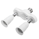 LUSTREON Infrared Motion Sensor Adjustable 2 In 1 E27 Bulb Adapter Socket Converter Splitter