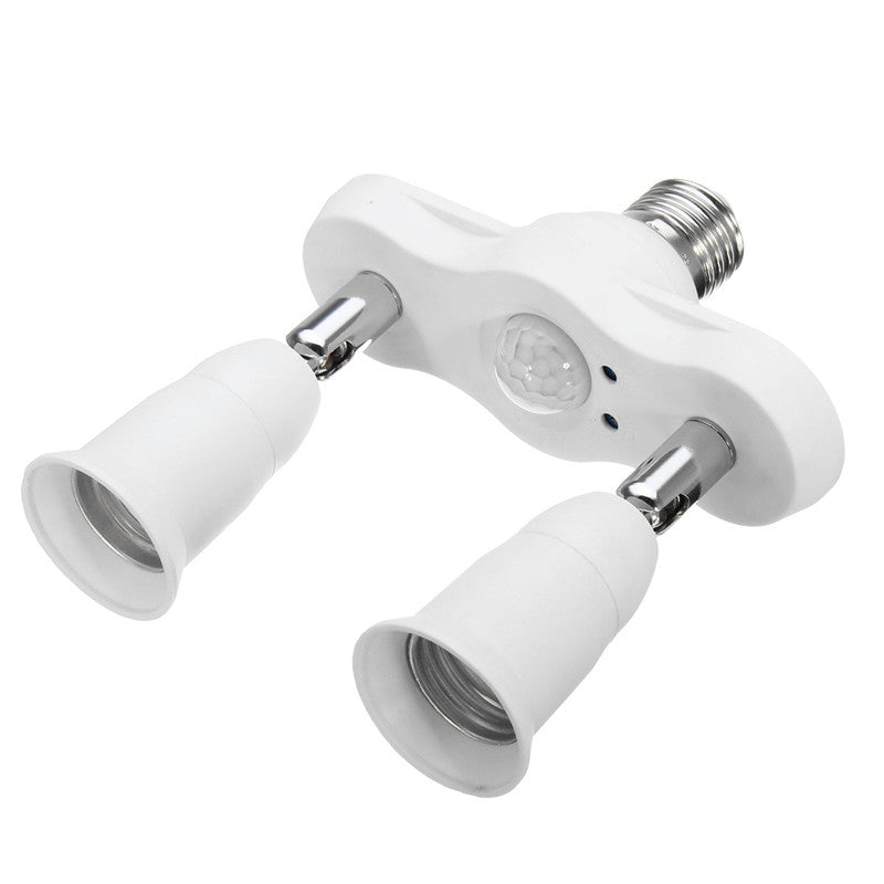 LUSTREON Infrared Motion Sensor Adjustable 2 In 1 E27 Bulb Adapter Socket Converter Splitter
