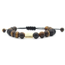 Vintge Tiger Eye Stone Bracelets Fashion Lave Copper Adjustable Bracelet Gift for Men