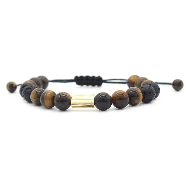 Vintge Tiger Eye Stone Bracelets Fashion Lave Copper Adjustable Bracelet Gift for Men