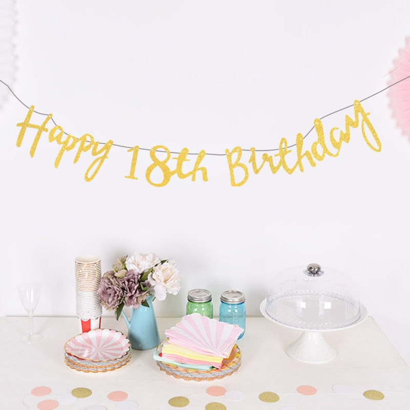 Twinkle Happy Birthday Banner Garland Age Hanging Gold Letters Decorations Bunting Flags Garland  De