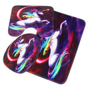 3PCS Colorful Horse Bathroom Non-Slip Pedestal Rugs Pads Lid Toilet Seat Covers Bath Mats