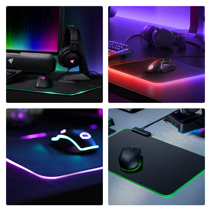 4mm 300x250  RGB Led Flexible Luminous Magic Mouse Pad for  E-Sports Game Keyboard and Mouse