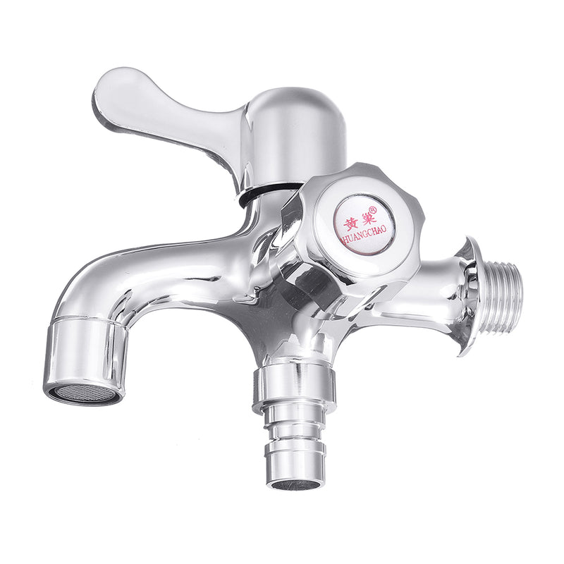 Wall Mount Single Cold Washing Machine Faucet 1/2'' Double Spouts 2 Handles Water Tap Garden Faucet Bathroom Bibcock Tap