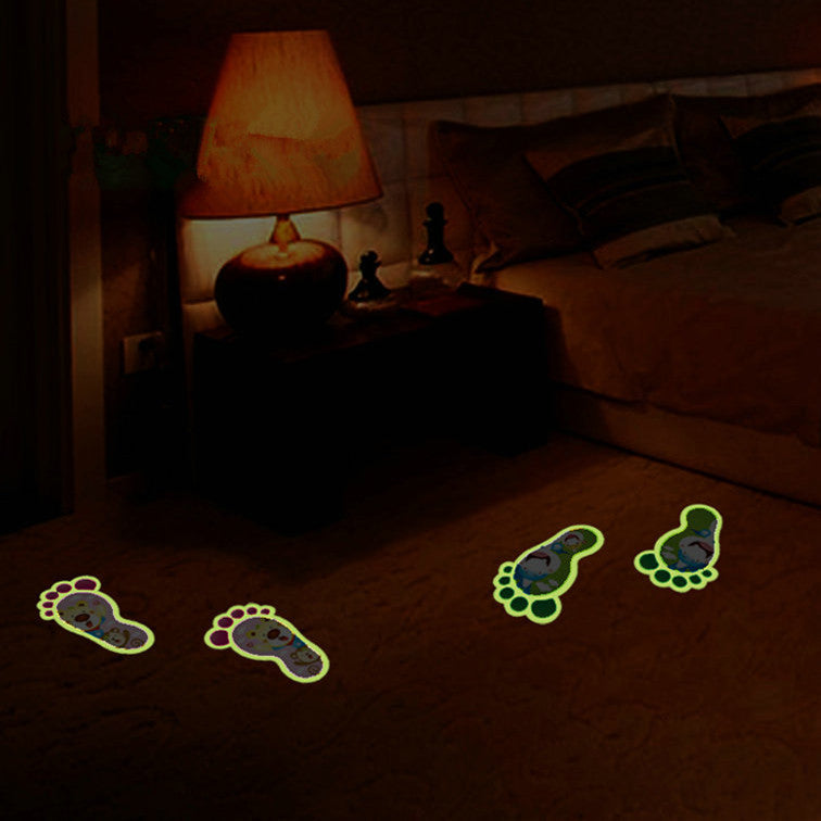 4 Pcs Luminous Footprint Footed Stickers Floor Feet Decal Home Kid Room Decor Directions
