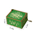 Retro Wooden Music Box Craft Hand Crank Engraved "Christmas" Gift Xmas Kid Toys
