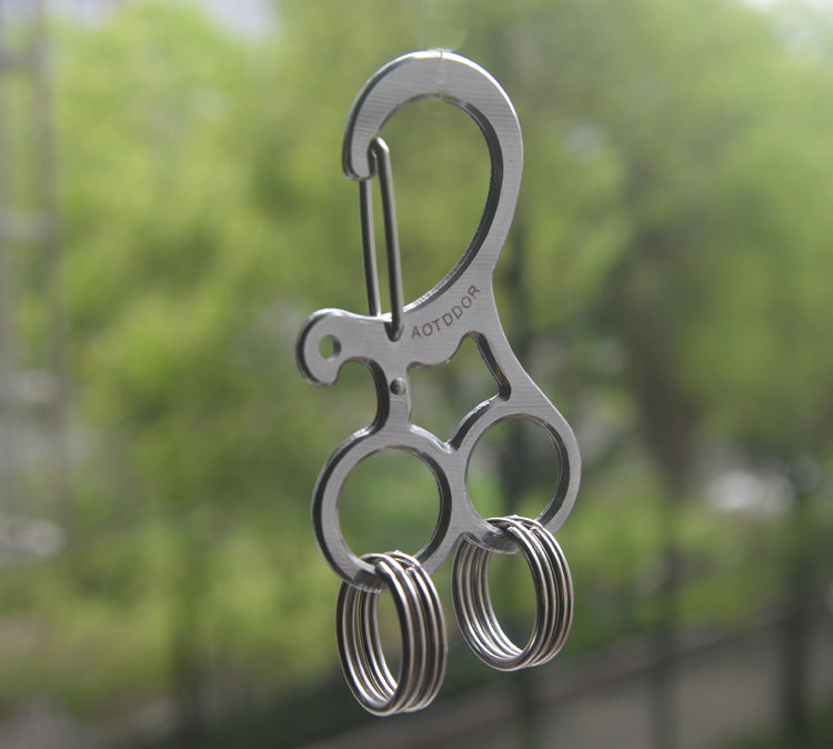 AOTDDOR Stainless Steel Keychain Multifunction Engaging Carabiner Buckle EDC Tool