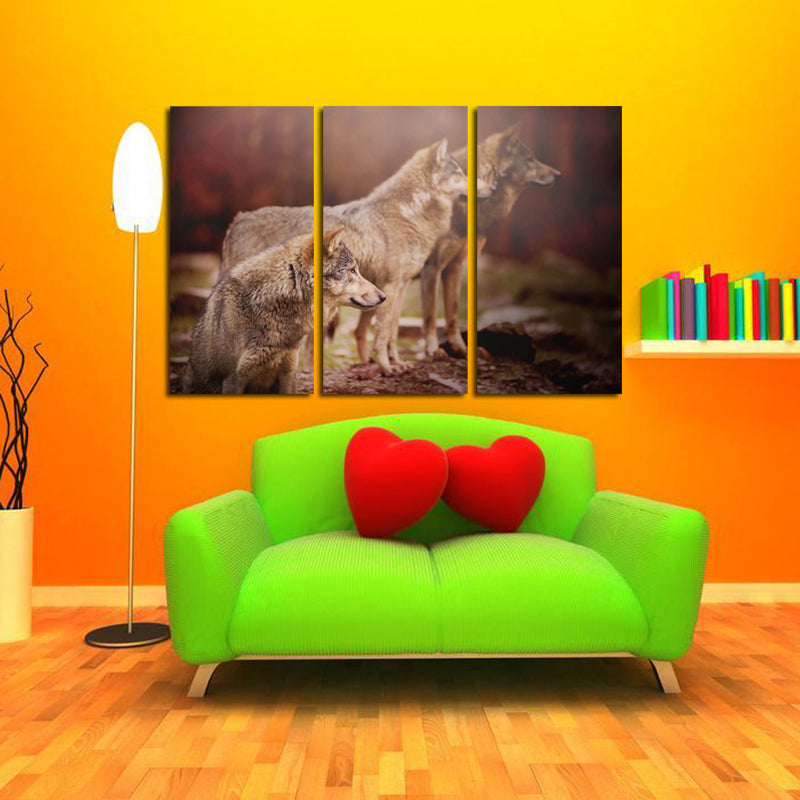 Miico Hand Painted Three Combination Decorative Paintings Three Dogs Wall Art For Home Decoration