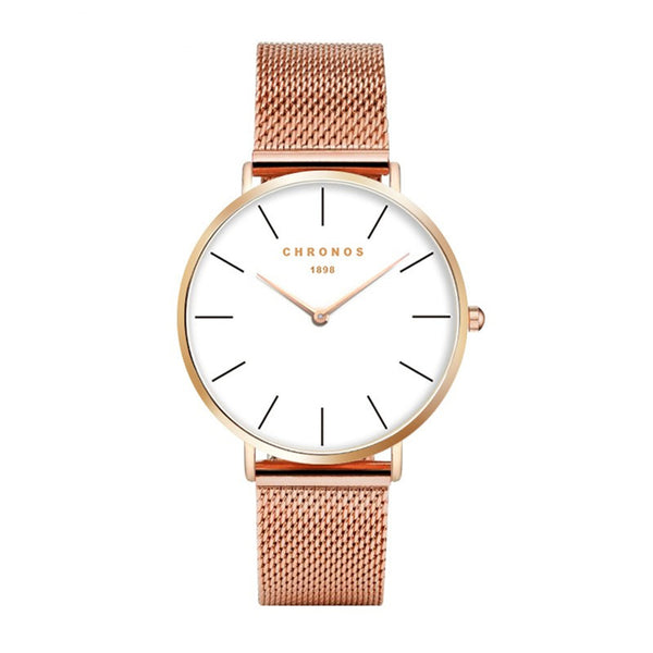 CHRONOS 1898 Women Quartz Watch Casual Style Milanese Strap Fashion Ultra-thin Lady Wristwatch