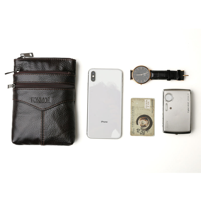 Fonmor Men Casual Genuine Leather Waist Packs Belt Bag Pouch Phone Waist Pack Male Small Crossbody Shoulder Bags High Quality