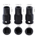 Drillpro 3Pcs 6mm/8mm/10mm Socket Adapter Cr-Mo Socket Holder 3/8 Inch Square Driver Bolt Driver for Hanger Bolts Thread Tools