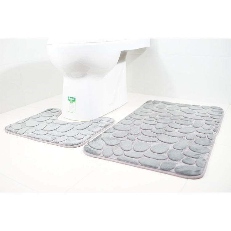 Honana 2Pcs 3D Stone Memory Foam Bath Mats Set Anti-slip Floor Mat Absorbent Bathroom Toilet Rugs