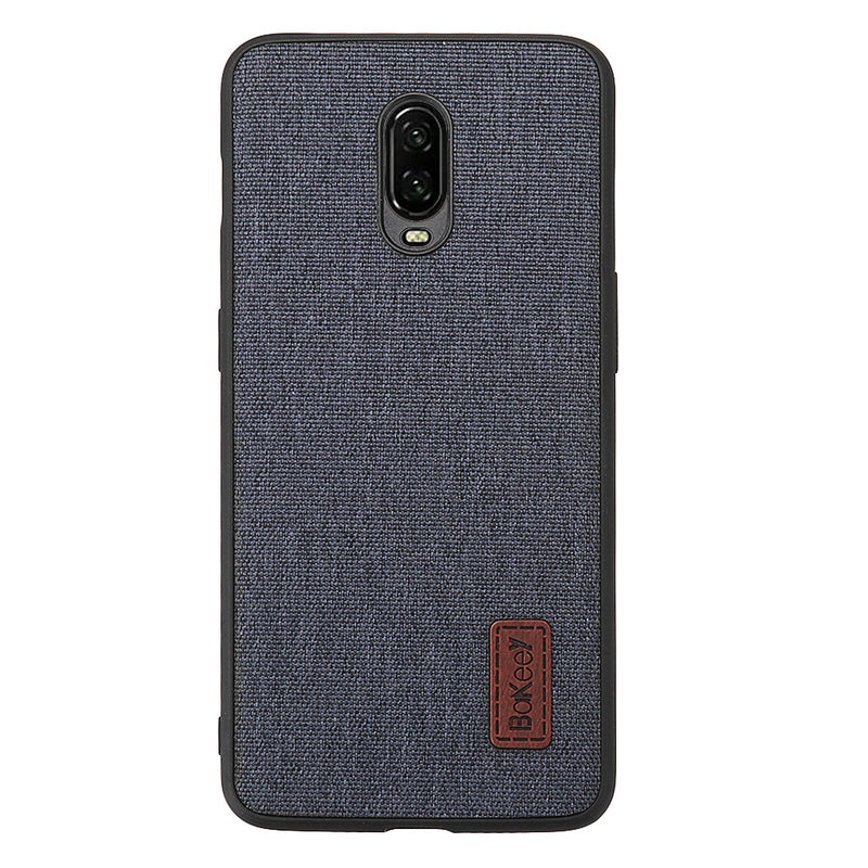 Bakeey Luxury Fabric Splice Soft Silicone Edge Shockproof Protective Case For OnePlus 6T