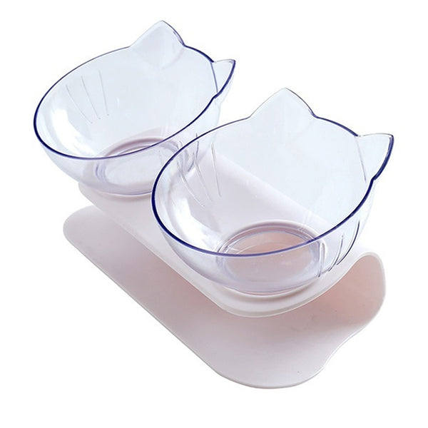 1/2 PCS Bowl Oblique Mouth Double Bowl Drinking Food Bowl Neck-protection Pet Bowl