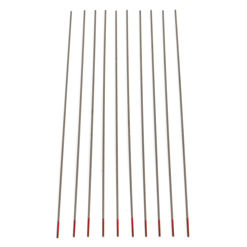 10Pcs 2% Thoriated WT20 Red TIG Welding Tungsten Electrode 0.04inch x 6inch (1.0mmx150mm)