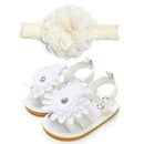 Female Baby Shoes Baby Shoes Girls Baby Shoes Soft Bottom Non-slip Toddler Shoes With Hair Band Headwear 2 Sets