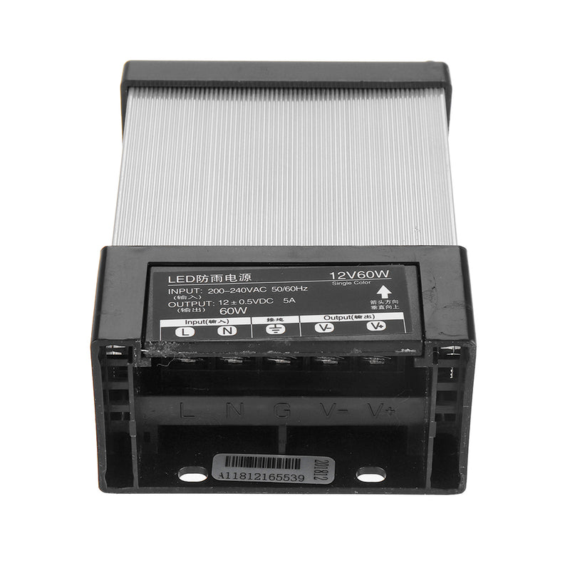 AC200-240V to DC12V 60W 5A LED Rainproof Waterproof Switching Power Supply 100*73*40mm