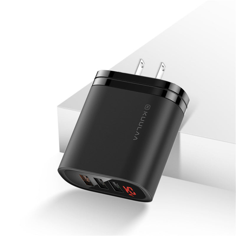 KUULAA 30W 3 USB QC3.0 Digital Display Fast Charging USB Charger Adapter For iPhone XS XR 11 Pro Oneplus 7T Pro Huawei P30 Pro Xiaomi Mi9 9Pro 5G