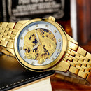 TEVISE 9006 Mechanical Watch Men Women Hollow Dragon Phoenix Pattern Watch Stainless Steel Watch