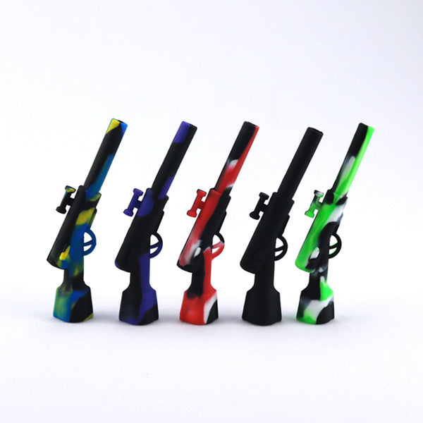Silicone Water Pipes Weed Handheld Pipe with Metal Bowl