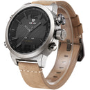 WEIDE WH6101 Fashion LED Digital Watch Waterproof Leather Strap Dual Display Watches
