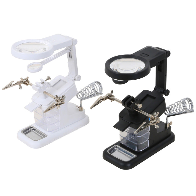 3X/4.5X/25X Soldering Table Magnifier Illuminated Magnifying Glass Third Hand Magnifier